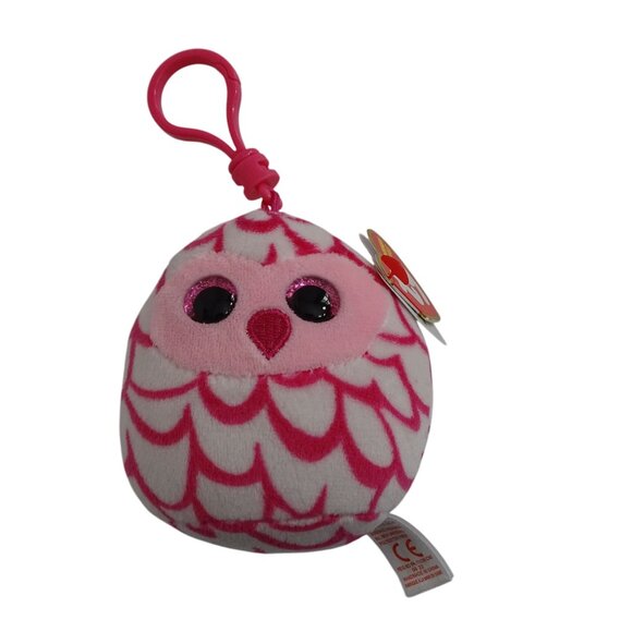 Ty Squishy Beanie Pinky Owl Plush Keychain Clip Stuffed Animal Plush Soft Toy 3" - Picture 3 of 11